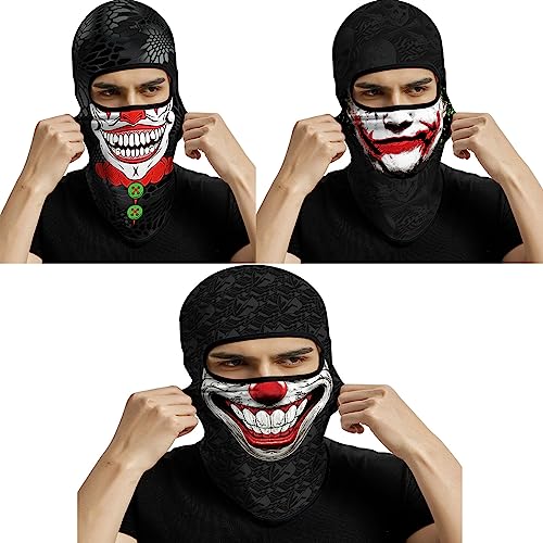 Image of Red Plume 3PCS Balaclava Full Face Mask Ski Mask UV Protection Cover Motorcycle Full Face Mask for Men Women Outdoor Sports