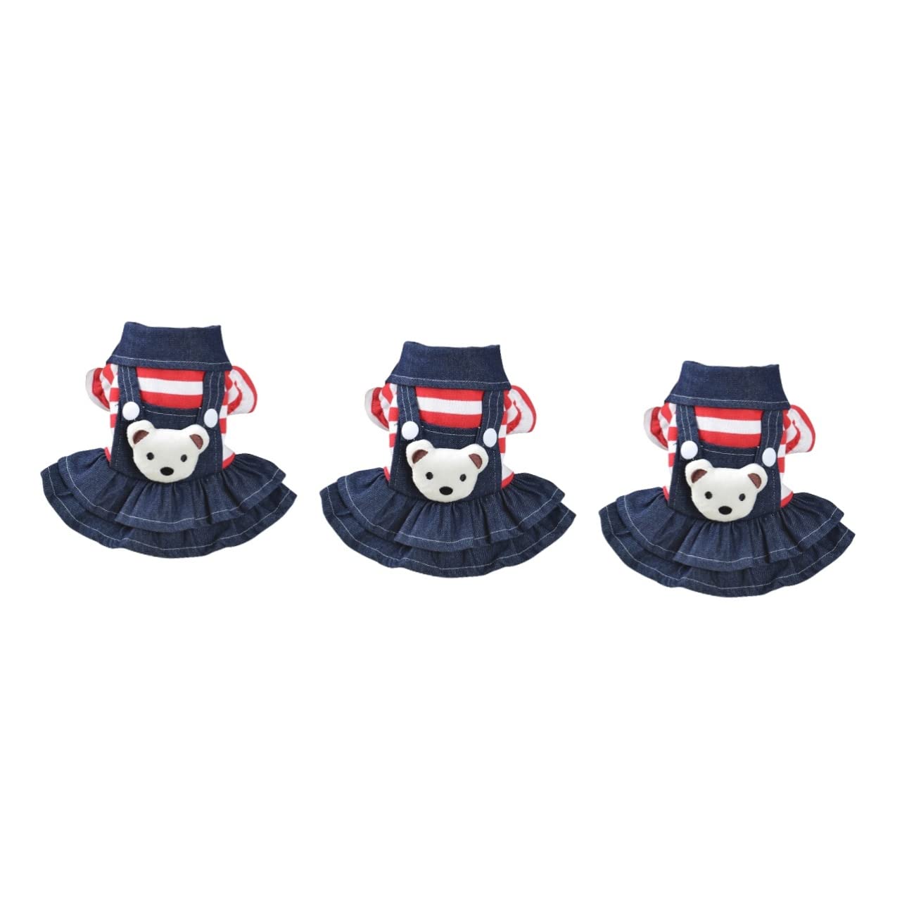 BESPORTBLE 3pezzi Vestitino Per Cani Piccoli Con Design Orsetto e Strisce Abbigliamento Per Animali Domestici Taglia Xl Rosso Per Passeggiate e Occasioni Festive