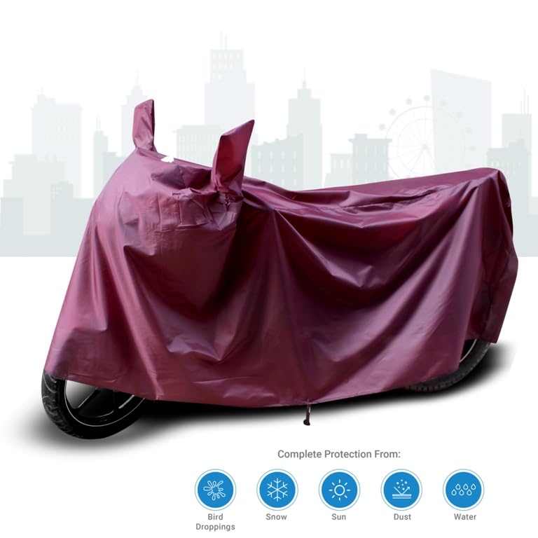 Image of SHAH BROTHERS Water Resistant Bike Cover Compatible for TVS Jupiter Classic Motorcycle /Bike Body Cover - Maroon
