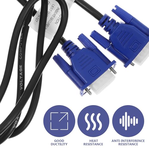 Cable VGA macho a macho para interconexión de periféricos de imagen y vídeo de PC de 2 unidades 3