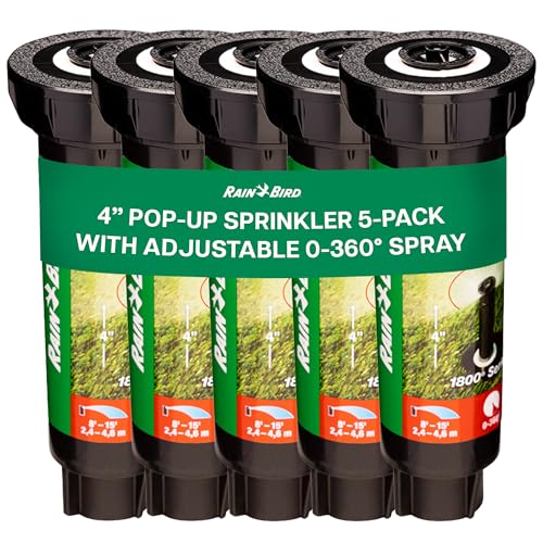 Rain Bird 1804VAN - 4" Professional Pop-up Sprinkler - 5 Pack - Adjustable Pattern (0 to 360 Degrees)