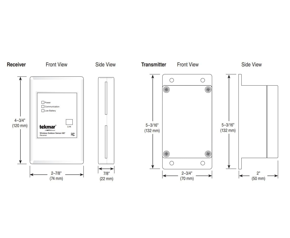 tekmar Sensore esterno wireless 087 | Misura la temperatura esterna senza alcun cablaggio esterno, nessun cablaggio esterno richiesto | Facile installazione, migliore gestione del riscaldamento e del