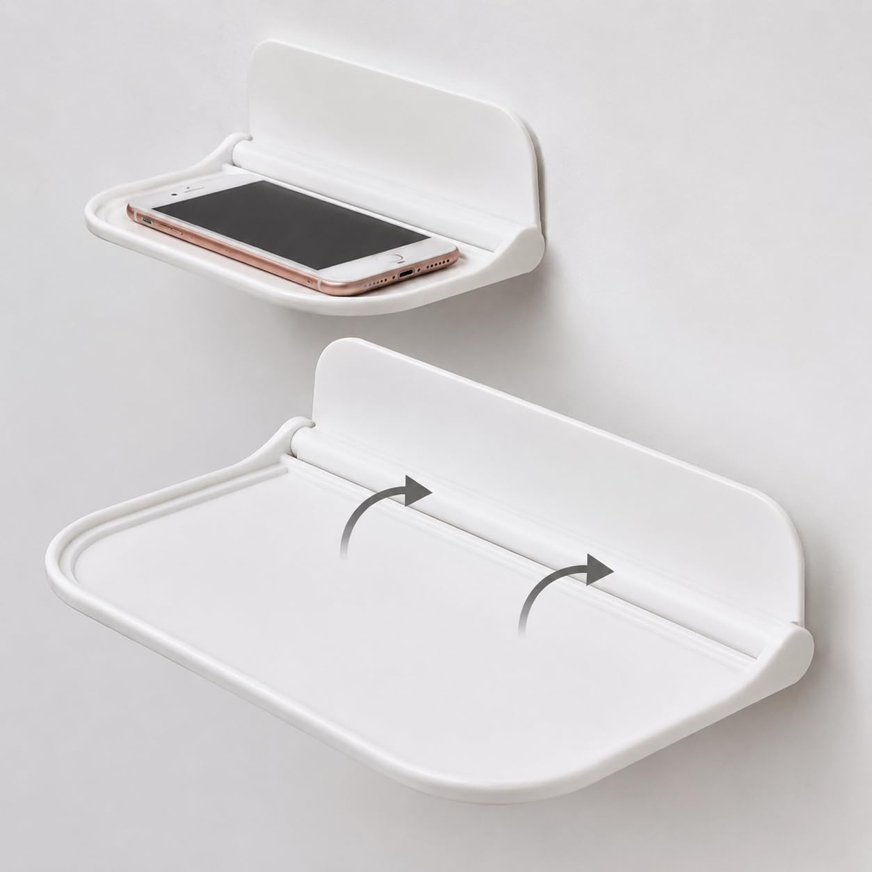 Floating Shelves/Foldable Small Wall/Space Saving Mounted Storage Tray/Easily Expands Wall Spaces Shelves for Bathroom, Kitchen, Office (Pack of 2)-image-31