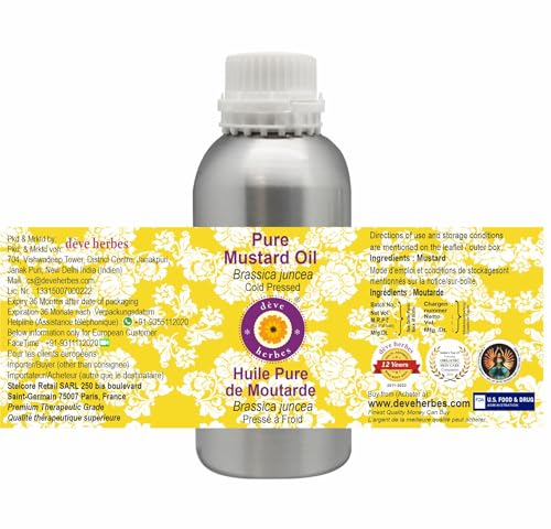 Deve Herbes Pure Mustard Oil (Brassica juncea) 100% Natural Therapeutic Grade 630ml (21.3 oz)