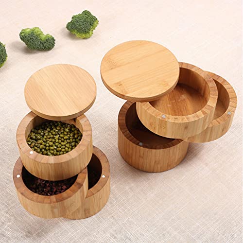 Hemoton Caixas de tempero, recipiente de tempero, potes de sal, potes de açúcar, potes de madeira, r