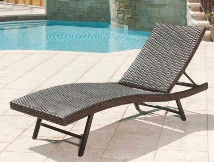 Image of India Outdoor Adjustable Swimming Poolside Lounger Beach Sunbathing Lawn Patio Chaise Lounge Sun Lounger Chair (Brown)