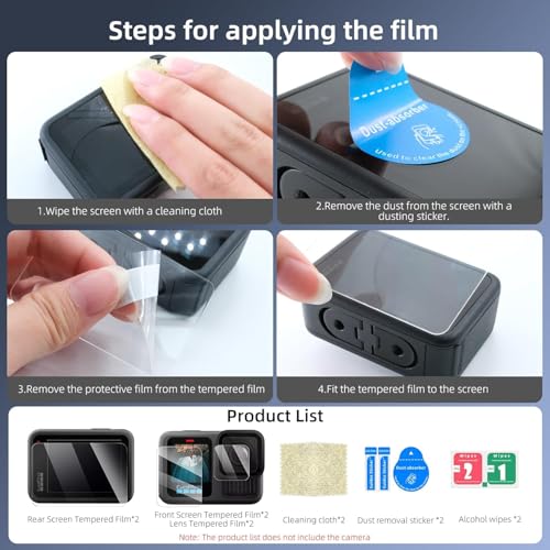 Image of VERTUS Premium Tempered Glass Screen Protector for GoPro Hero13 (Main Screen Protectors + Secondary Screen Protectors + Lens Protectors)