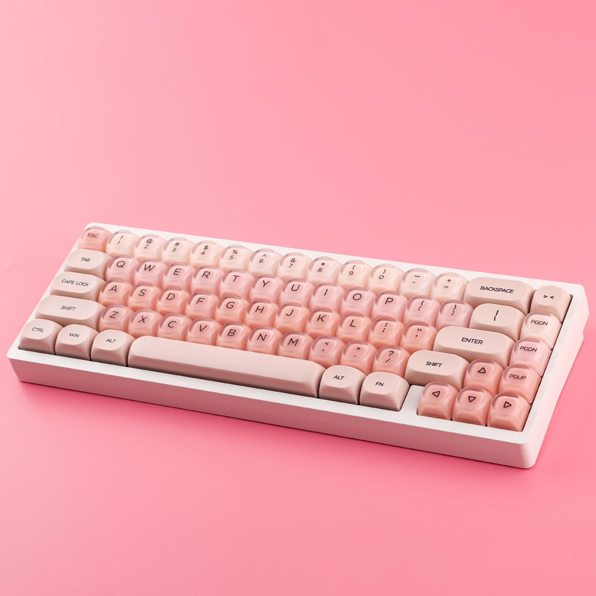 Crystal Jelly PBT Keycaps - 132 klawisze HOA Profile przezroczyste Double Shot Pink Foundation Keycaps for Cherry MX Switch Mechanical Keyboards