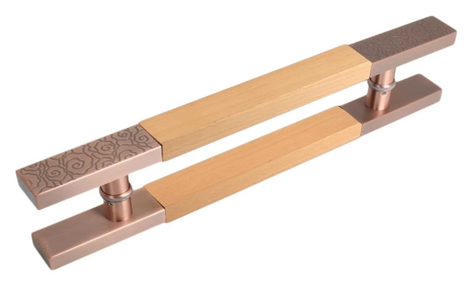 CWCQGH Push Pull Door Handle, Sliding Barn Door Handle, Large Double Sided H Shape Sliding Door Handle, Stainless Steel & Wood,B-150cm(5ft)