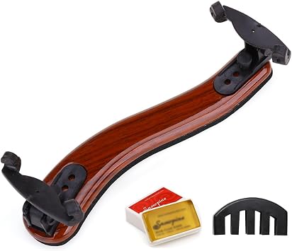 NANYI Premium Violin Shoulder Rest 1/2 Size & 1/4 Size, Adjustable Wood Shoulder Rest for Violin with Comfortable Thick Foam Pad, Collapsible Silicone Feet, Includes Violin Mute
