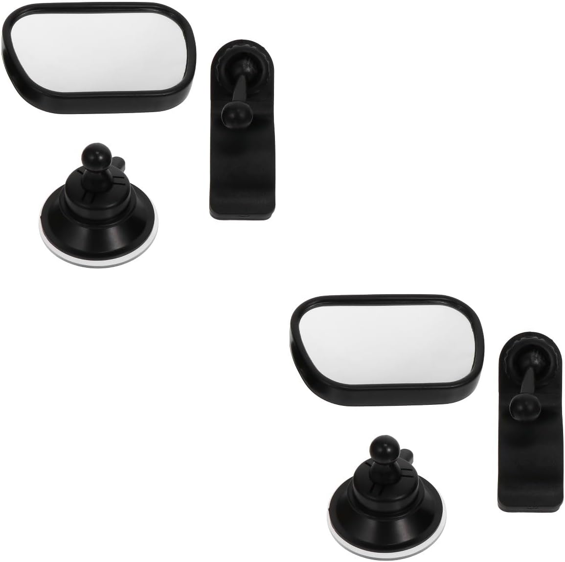 2sets Rear View Mirror for Car Backseat Observation Mirror Installation for Monitoring Movements Shower Black
