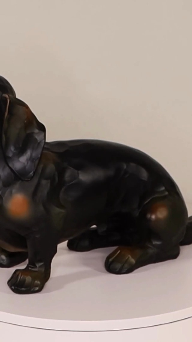 Estatua de perro salchicha de resina negra 17 in miniatura 4