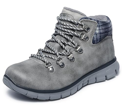 Skechers Women's SYNERGY - PLAID MOOD sneaker hiker boot, Charcoal, 8 M