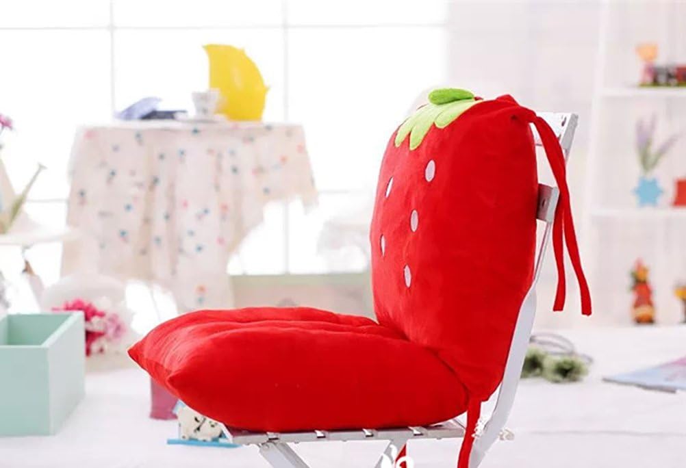 ChezMax Chair Cushion Plush Seat Cushion Back Cushion with Ties Thickened Desk Chair Pads Cartoon Waist Pillow Cushion Decor for Chair Car Office Patio Wheelchair Cartoon Strawberry