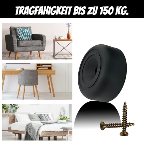 ZexJpr 16 Stück Füße Für Möbel, Möbel Zubehör, Möbelfüße Mit Schrauben, Schwarz, Durchmesser 3,3 cm Höhe 1,3 cm, Schrankfüsse Zum Erhöhen Und Ausgleichen Von Möbeln, Sofa Stabil