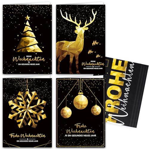 Weihnachtskarten mit Umschlag 12er Set, Modern Weihnachtskarte...
