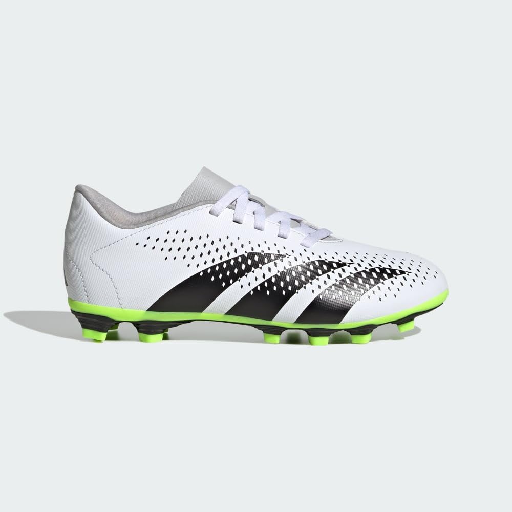 adidas Predator Accuracy.4 Firm Ground Sneaker, White/Core Black/Lucid Lemon, 5.5 US Unisex Big Kid