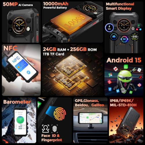 Image of FOSSIBOT czf F117 2026 Rugged Call Phone Unlocked, 20GB+128GB /2TB,5000mAh Battery Cellphones,6.67 inch 4G Smartphone, Android 14 Phone,Face&Fingerprint Unlocked
