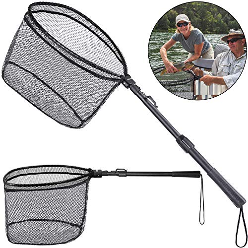 ODDSPRO Fishing Net Fish Landing Net, Foldable Collapsible Telescopic Pole Handle, Durable Nylon