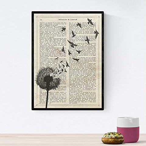 Poster Nacnic Diente de león con pájaros tamaño A4 Cover