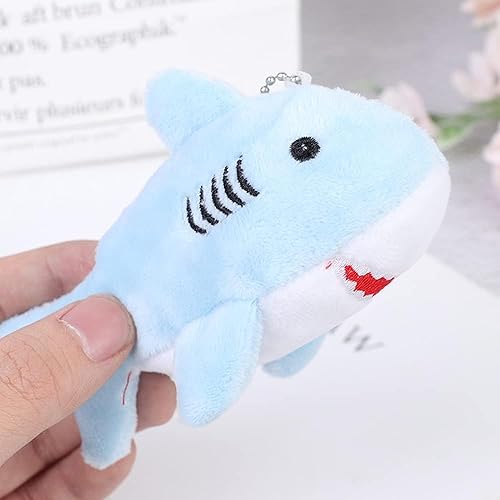 Mini llavero de tiburón azul de felpa, adorno de animal de peluche de tiburón suave, colgantes de llavero, decoración del hogar, Azul