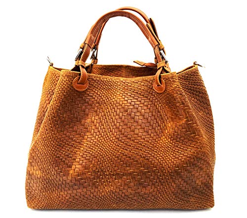 Superflybags Sac à Main ou Épaule en Cuir Véritable impression tressé modèle TECLA WAVE Made in Italy Cover