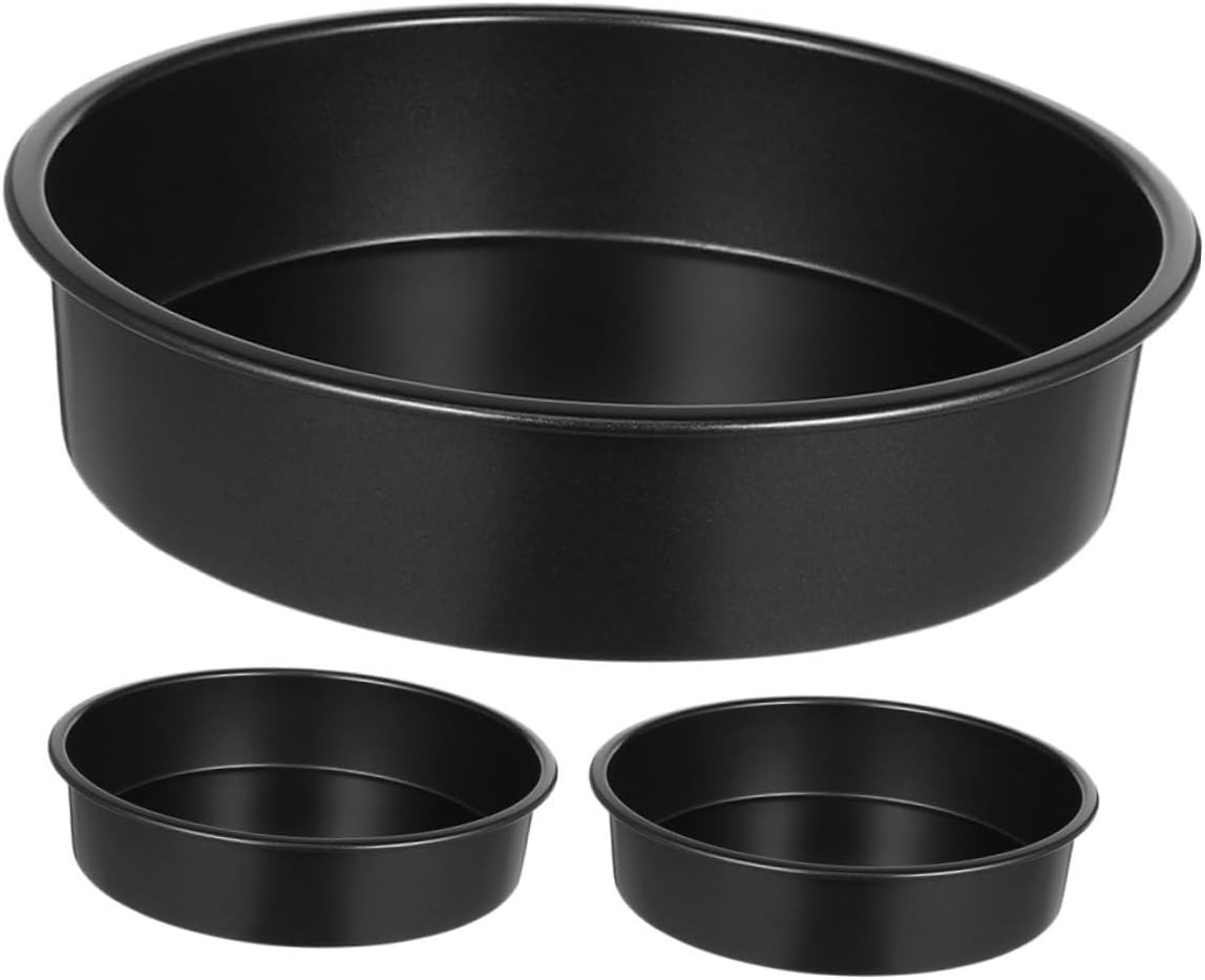 Ciieeo 3pcs Non-stick Round Cake Pan Metal Baking Molds for Chiffon Mousse and Desserts Easy Release and Cleanup for Home Baking