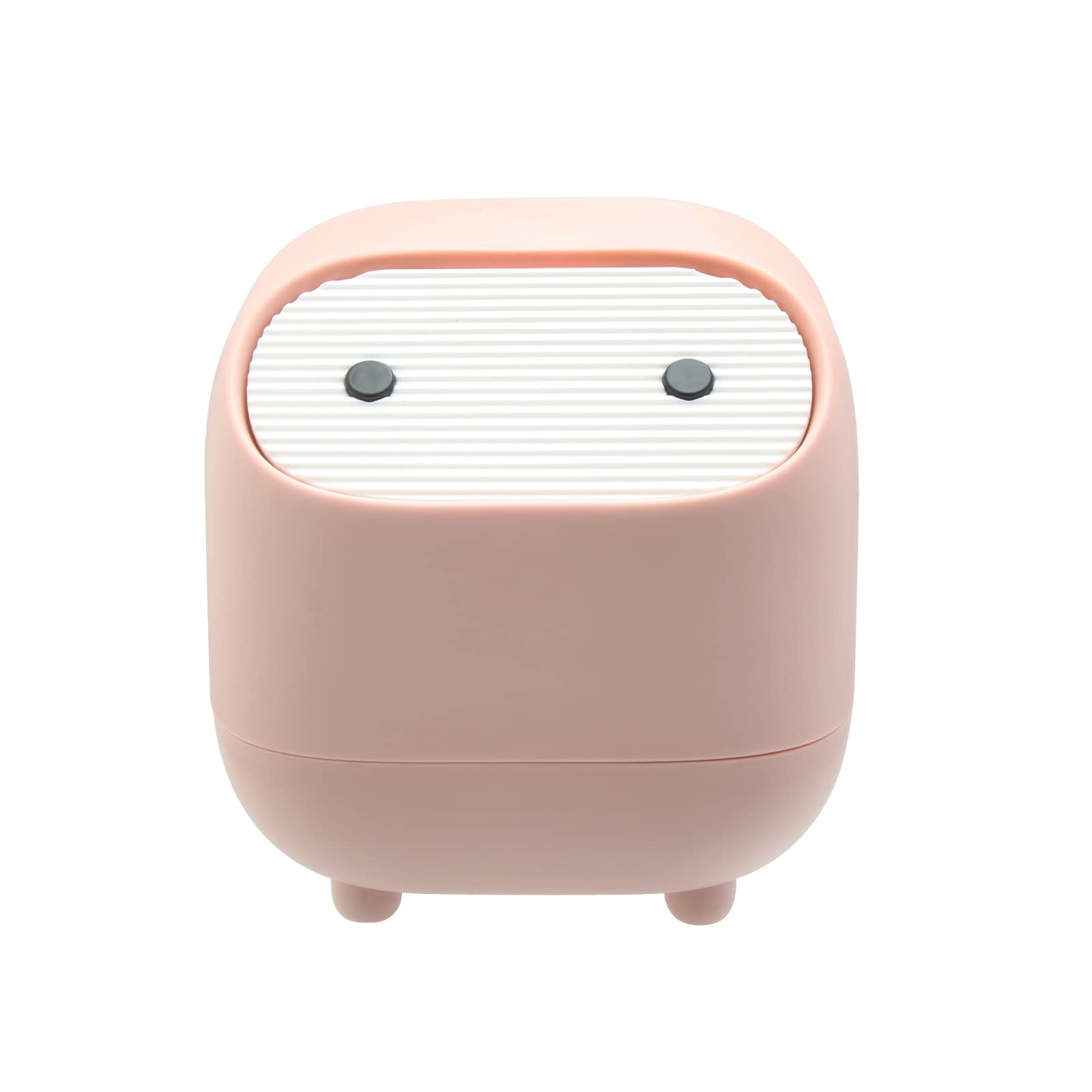 Twilight Garage Small Waste Bin, Cute Ninja Press Desk Bin with Lid, Bedroom Bin, Dustbin for Home Bedroom Kitchen Car Office Trash Can - Pink