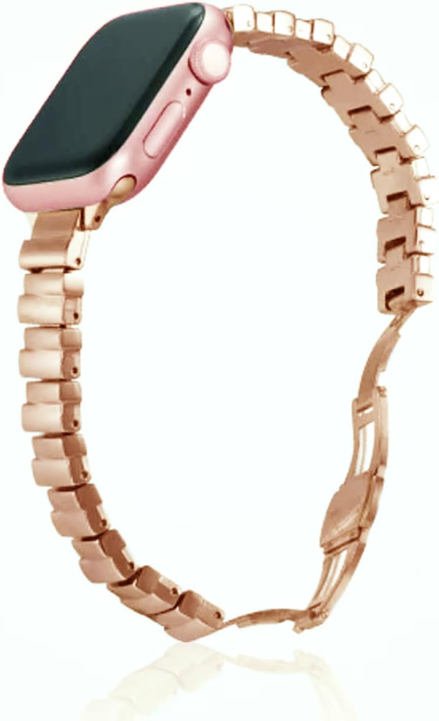 Compatible for Apple Watch Metal Bands,iWatch Strap Ultra10 9 8 7 6 5 4 3 2 1 SE,Simple and Stylish Smartwatch Wristband Women Men