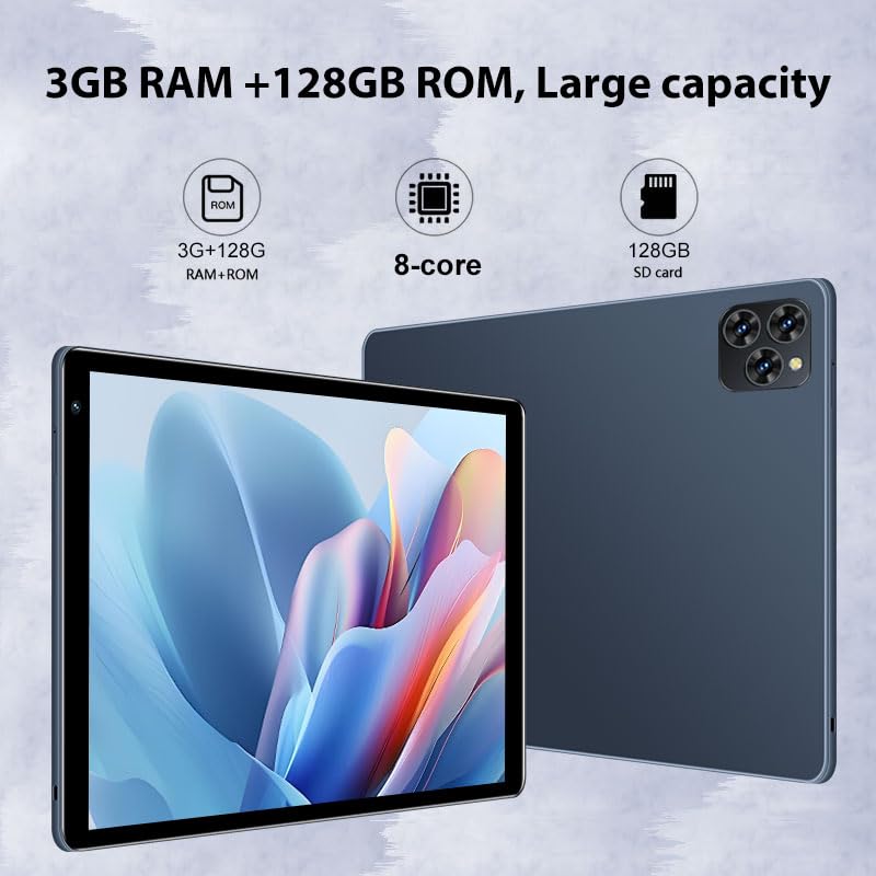 Image of 10.1inch Android 8.1 Tablet, 8-Core Tablet PC with Keyboard & Cases, 3GB+128GB(TF 256G), Dual 4G SIM, T860 GPU, BT5.0, GPS, WiFi 5, Face Unlock, Dual Cameras, 5000mAh Battery (Gray, 4)