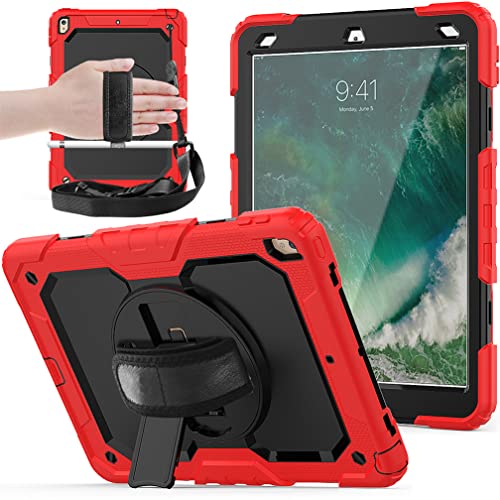 Case for iPad pro 10.5 2017/iPad air 3 10.5 2019 with 360 degree rotatable Folding stand,Trendy Shockproof case with Wrist Strap and Shoulder Strap - Image 3