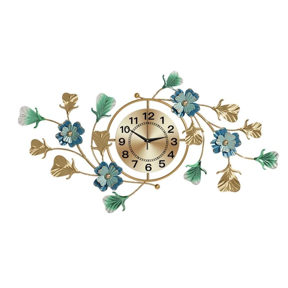 SaryEdge Wall Clockwall Clocks for Living Room Decor - Large 3D Metal Leaf Design Clock with Silent Movement for Wall Decor, 87 * 50Cm,B-B,B,B,B