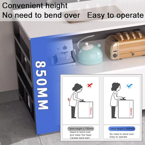 Kitchen Island Storage Baker's Rack con pannello posteriore perforato Bar Controsoffitto Scaffale Utility Marrone e Bianco 100x50x140cm Multi funzionale nizer per cucina e casa Storage - immagine 6