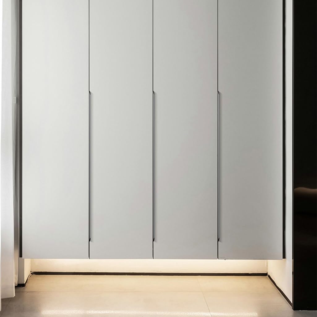 Uchwyt szuflady 2 szt. Uchwytów na kciuki ze stopu aluminium, ukryte niewidoczne uchwyty do szaf do nauki w sypialni i łazience(Gray,Length 350mm)