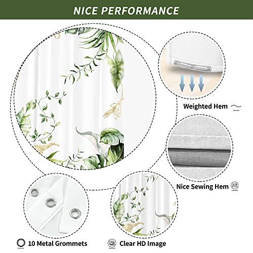 Visioun Tropical Eucalyptus Green Monstera Palm Tree Leaves Botanical Shower Curtain For Bathroom 60W*72H Inch Banana Plant Bathtub Decor Nature Waterproof Polyester Fabric Set With 12 Hooks(10 Holes) #TOP3