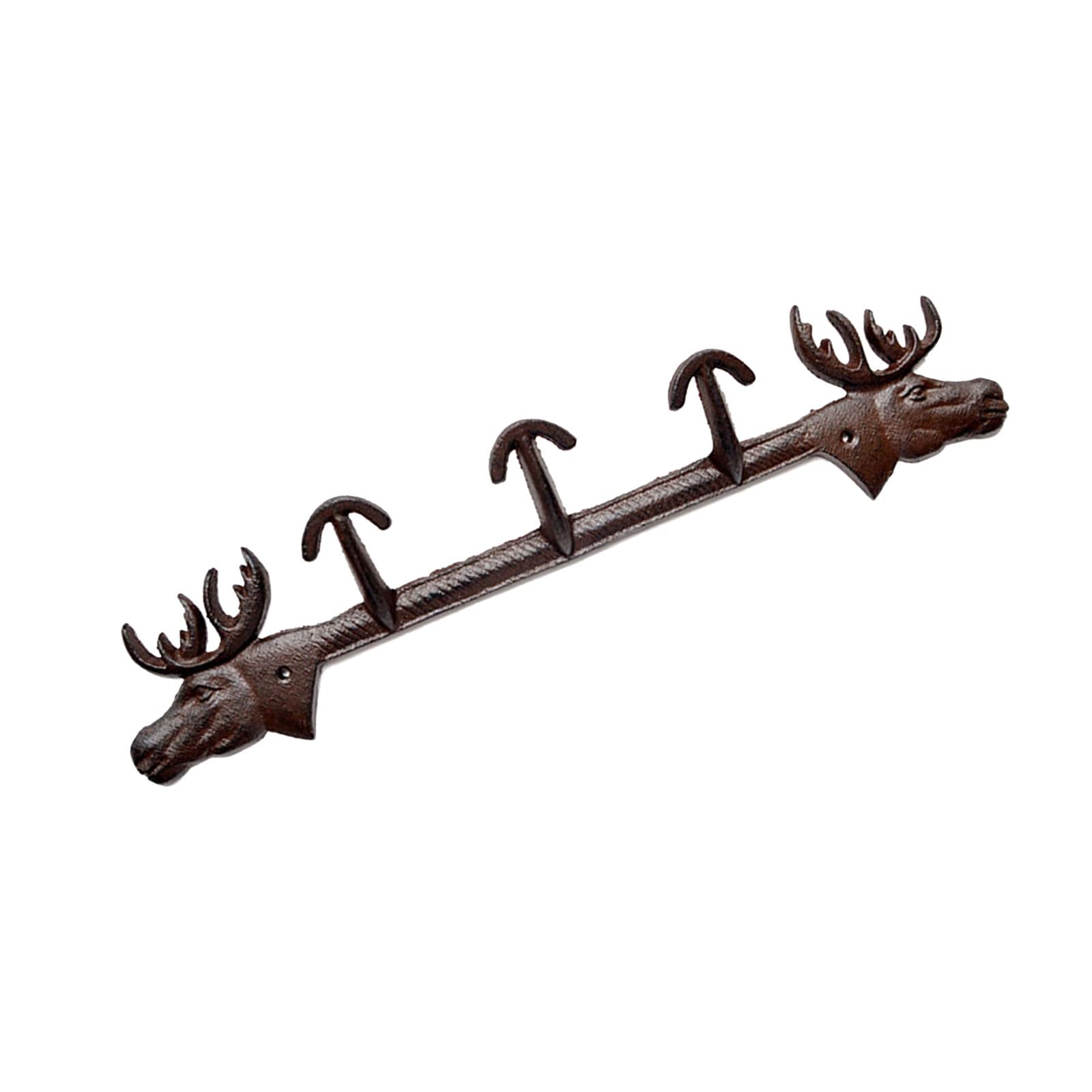 HUANGING Cast Iron Deer Wall Hook Set Sturdy Holder for Entryway Organization & Home Decor Deer Wall Hook Decoration