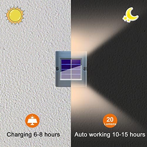Solar Up and Down Fence Lights 4 Pack, Solar Wall Lights Outdoor IP65 Waterproof Solar Powered LED Light Decorative for Garden Patio Yard Fence Step Deck Stair