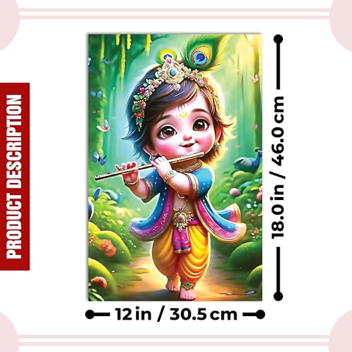 Image of Twinster Bal krishna Posters Photo for Pregnant Women, Baby Poster Self Adhesive (Size 45 cm by 30 cm) Pack of 1 (Design 3)