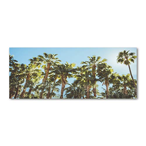 Fond de hotte Verre de sécurité trempé Tulup 125x50cm Vert Paysage Hauts Palmiers