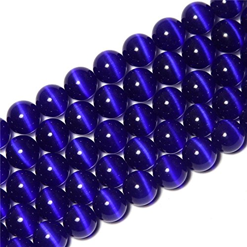 Perles œil de chat bleu foncé 12mm pierre semi-précieuse bijoux diy - 5