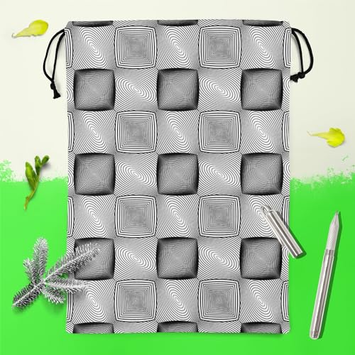 Image of ArtzFolio Monochrome Squares | Reusable Sack Bag | Bag for Gym, Storage, Vegetable & Travel