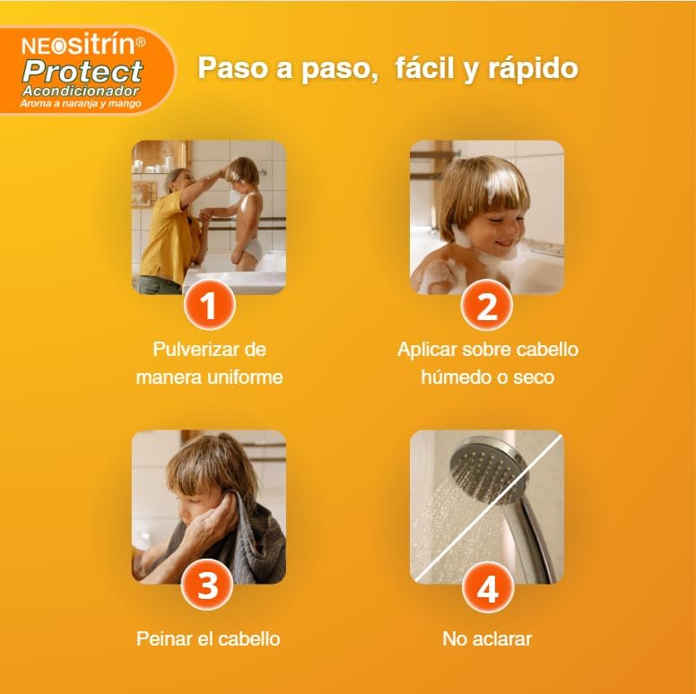 Neositrin, Protect Spray Acondicionador, Protección Diaria Contra Piojos, Desenreda sin Aclarado, Aroma Frutal, A partir de 1 Año, 200ml — view 5