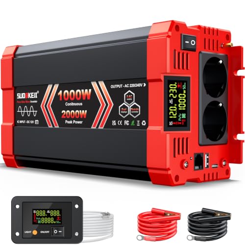 Inversor 12v 220v onda pura 1000W para coche y caravana SUDOKEJI