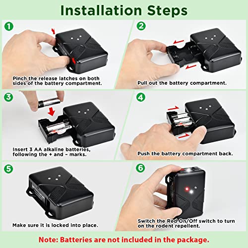 Loraffe Under Hood Rodent Repeller Battery Operated Ultrasonic Car Rat Repellent Mice Deterrent Keep Animal Away From Car With Ultrasound And Led Flashlights Rodent Defense Vehicle Protection, 2 Pack #TOP5