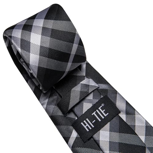 Image of Hi-Tie Mens 70inches Tie Set Extra Long Necktie for Men Cufflinks Handkerchief Big Tall Men Business Wedding