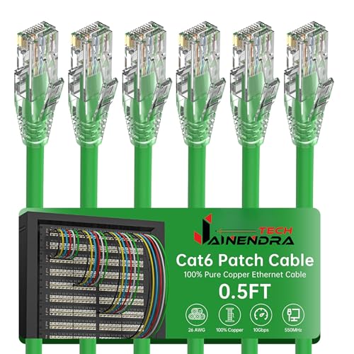 Jainendra Tech CAT 6 LAN CABLE GREEN (6 PACK, 14 FT)