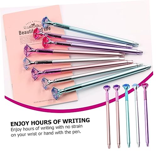 Set 5 bolígrafos gel negro diseño diamante para escritura suave miniatura 7