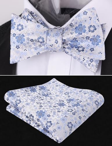 Image of Alizeal Mens 2pcs Floral Self-tied Bow Tie Pocket Square Set