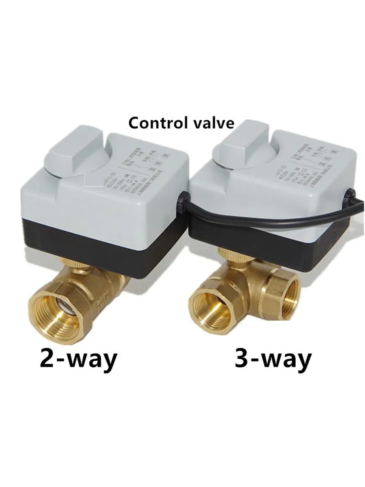 Con actuador de válvula de bola eléctrica manual CA 220 V, tres cables, dos controles, dos vías, tres vías, rosca hembra, 3 vías(DN20,220V_3 WAY)