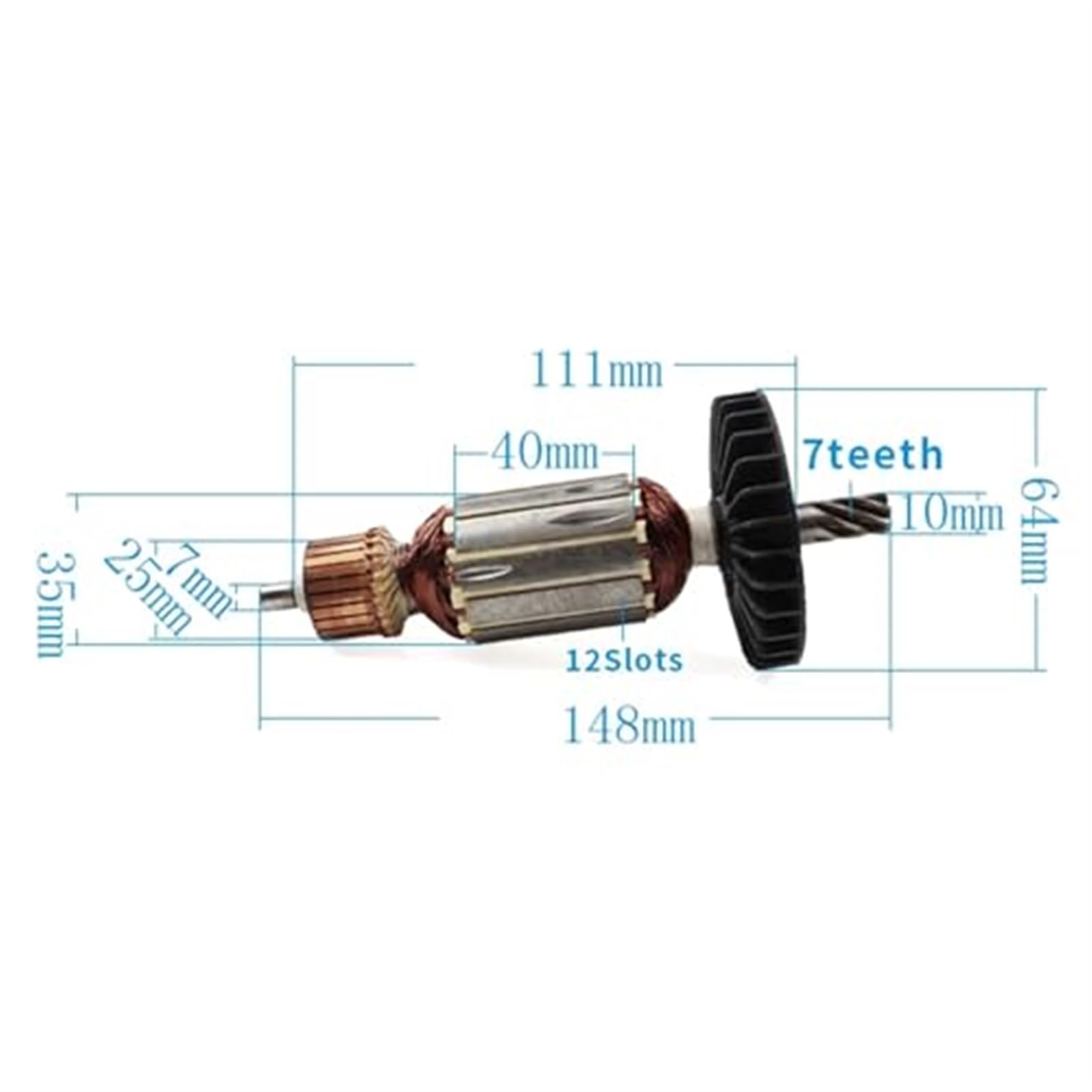 Accesorios de Armadura de Rotor de 220-240V HR2810, for makita, reemplazo de Bobina de estator de Anclaje de Armadura de Rotor de Martillo HR2810 Rotor del Motor(Black with Bearing)